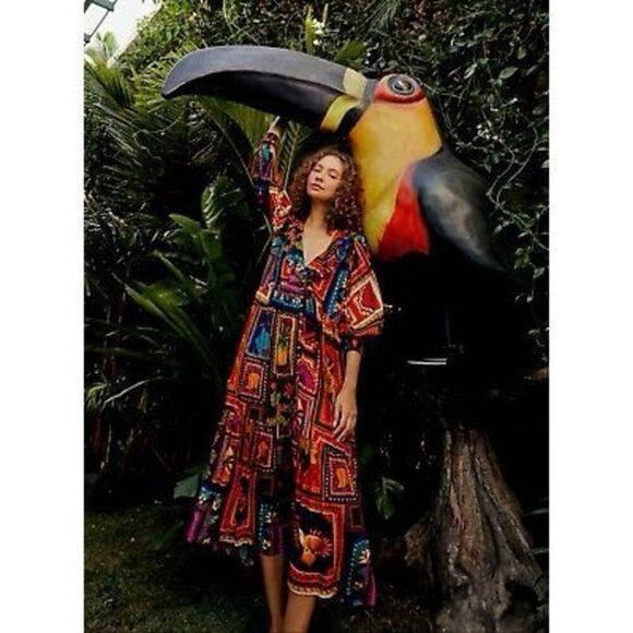 NWT Farm Rio Patchwork Tapestry Ankle Dress Size M $275.00 Lagenlook - Picture 5 of 15